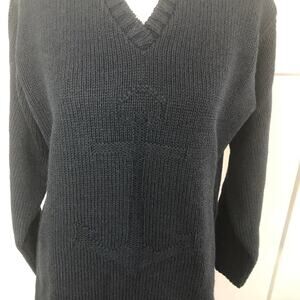 Vintage 1980-90 Flora Anchor  Sweater- navy blue,  Size L,